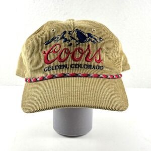 Coors Banquet Hat Mens OSFA Tan Excellent Corduroy Rope Snapback Cap Mad Engine